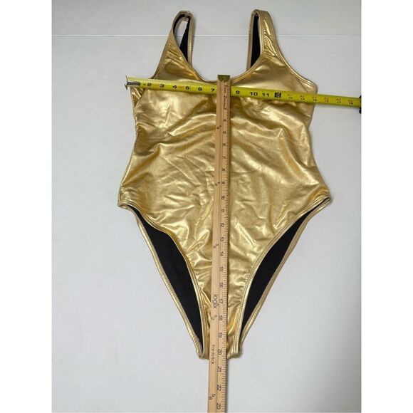 Rita Ora X Primark Women’s One Piece Gold High Legs Swimsuit Lined Padded Size M - Picture 4 of 8